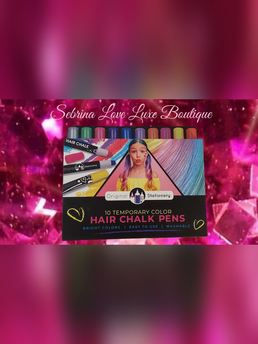 Fun Hair Chalk Pens - 10 Bright Temporary Colors